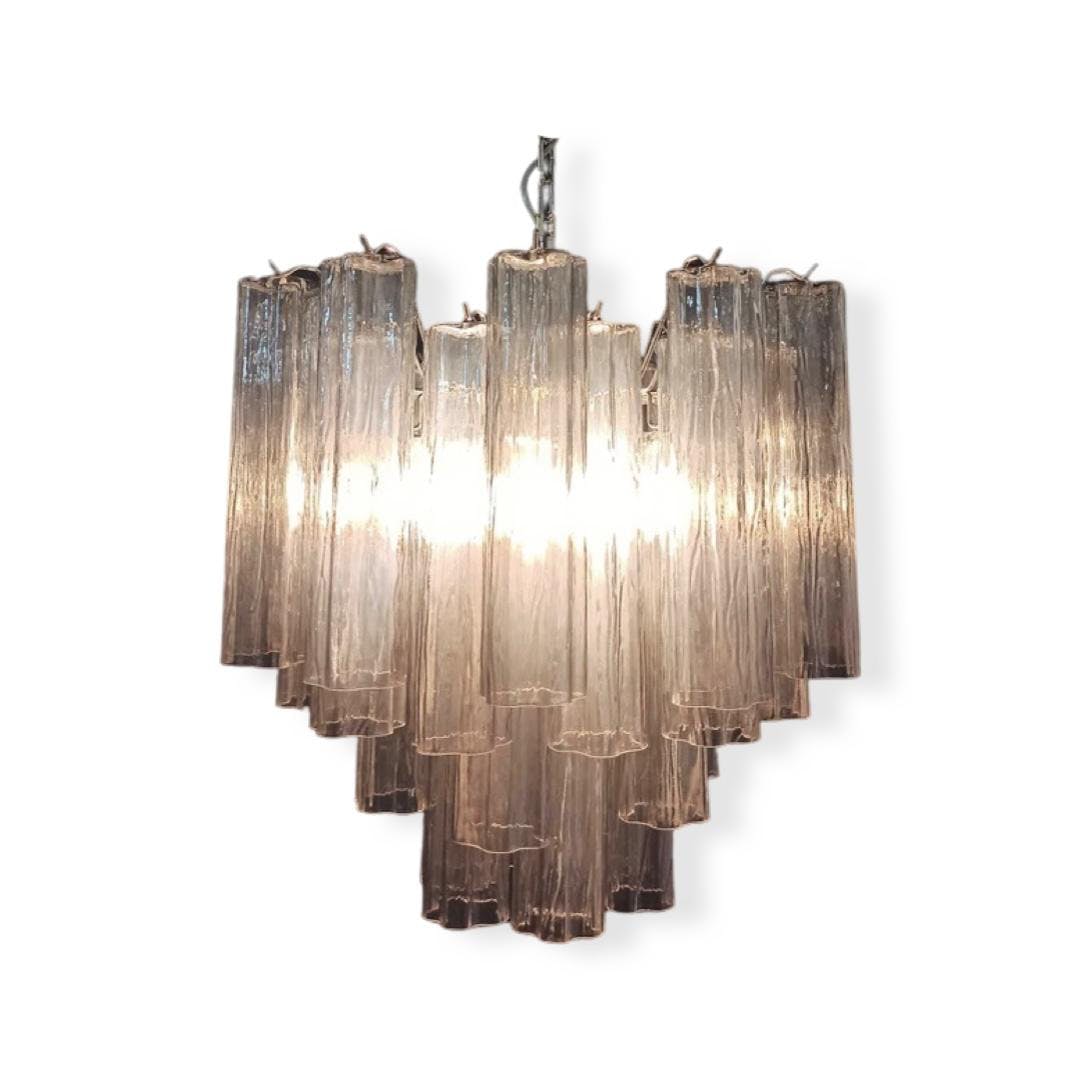 Murano ceiling chandelier Tubular Ø58 - 36 smoke colored glass