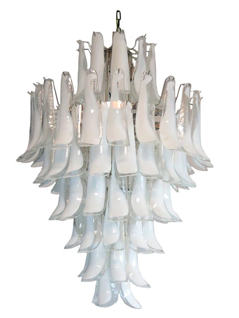 Murano chandelier Mazzega Ø80 - 85 white glass