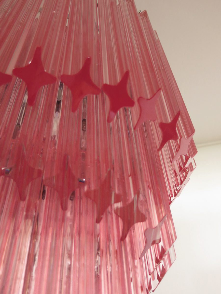 Murano chandelier Quadriedri Spiral Ø40 - 86 pink glass