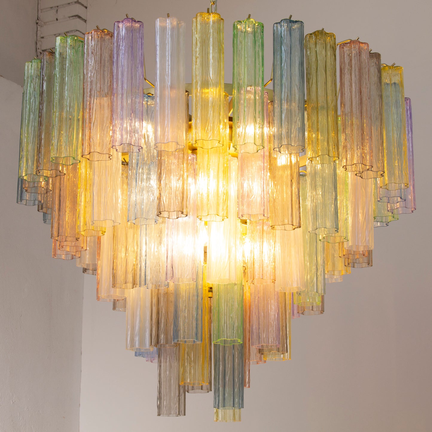 Italian chandelier Tronchi Ø105 - 94 multicolored glasses