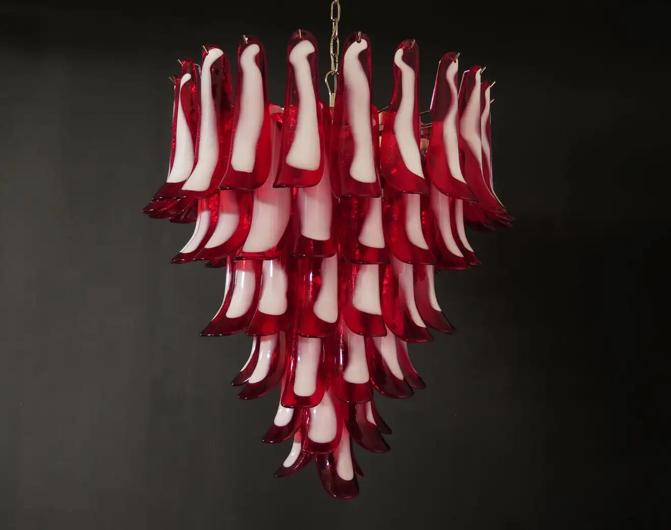 Murano chandelier Mazzega Ø80 - 75 red glass