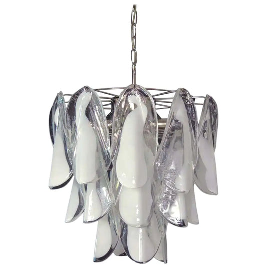 Murano Rondini Chandelier Ø50 – 24 White Glass Elements