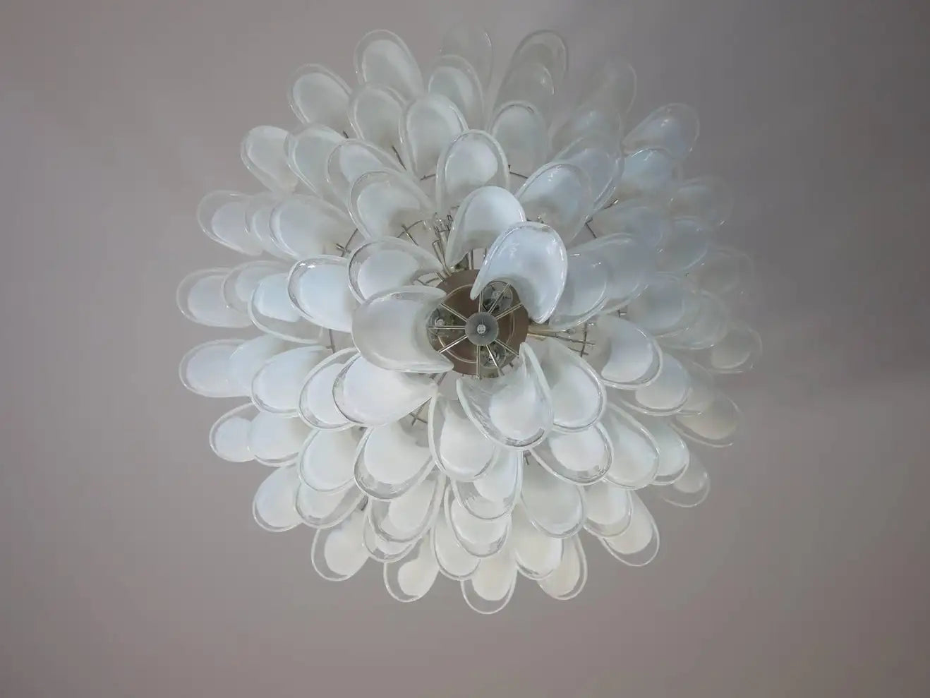 Murano chandelier Mazzega Ø80 - 85 white glass