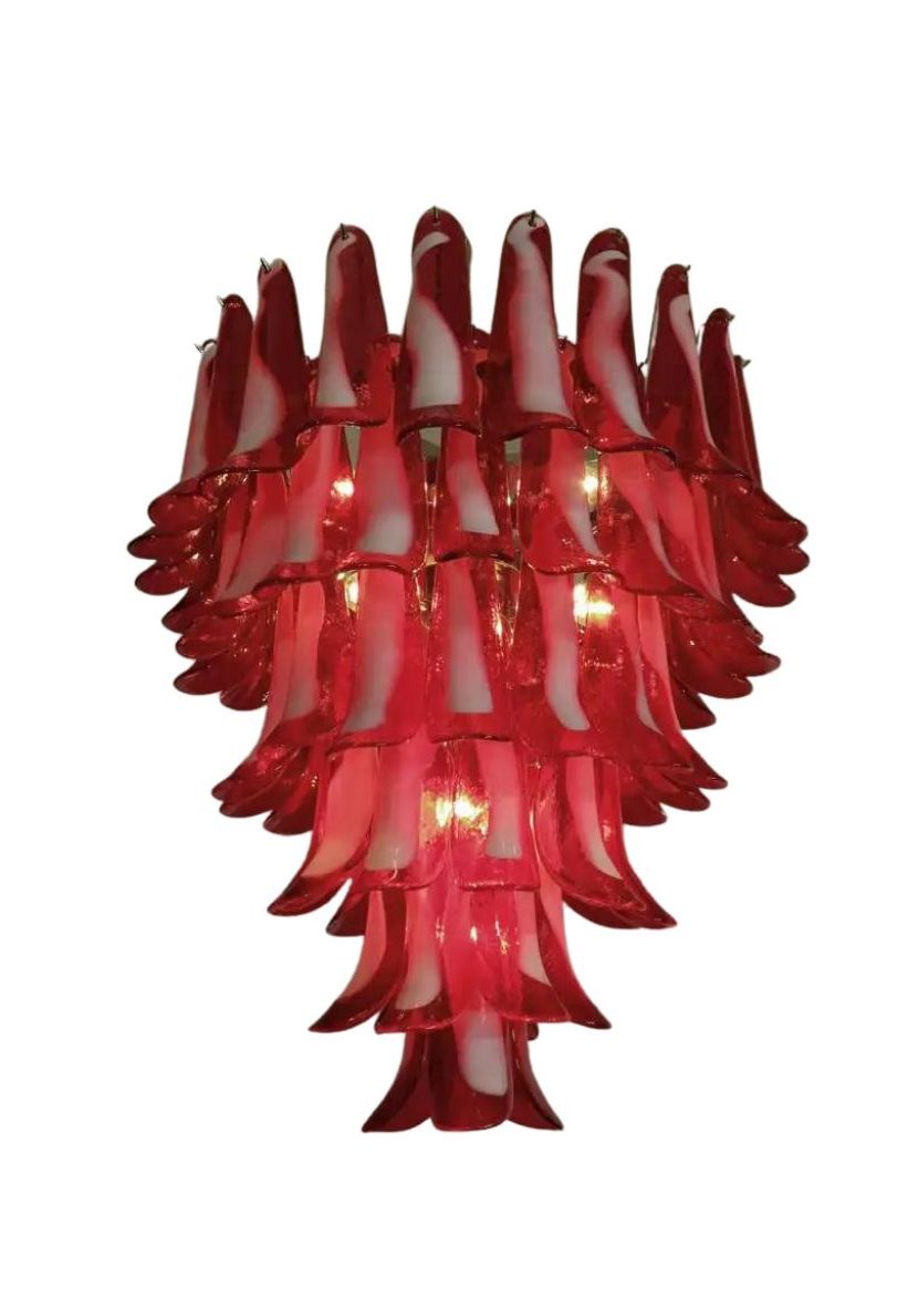 Murano chandelier Mazzega Ø80 - 75 red glass