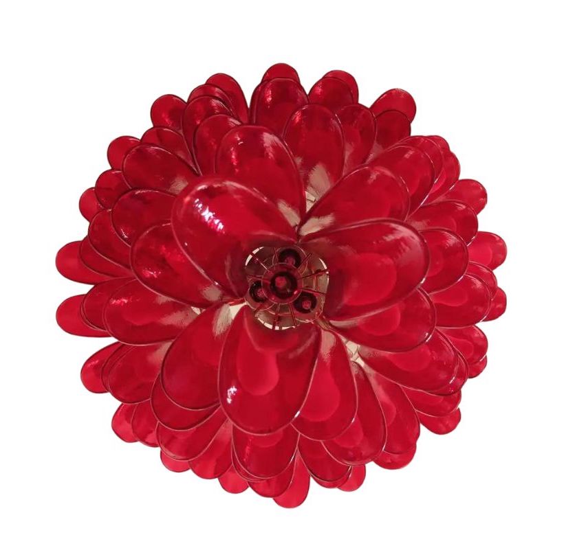 Murano chandelier Mazzega Ø80 - 75 red glass