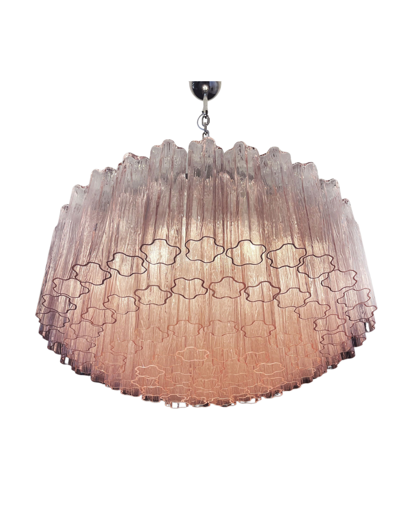 Murano ceiling chandelier Tubular Ø82 - 101 pink glass