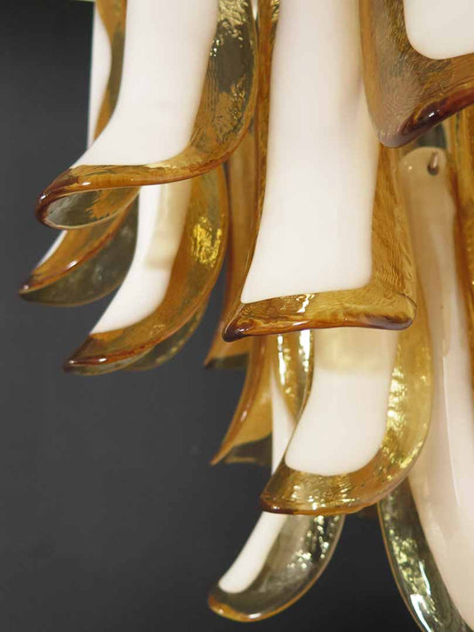 Murano chandelier Mazzega Ø50 - 26 amber colored glasses