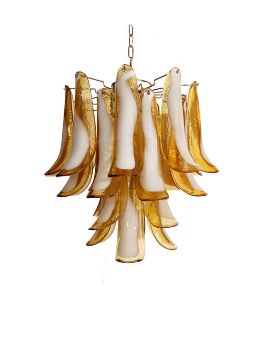 Murano chandelier Mazzega Ø50 - 26 amber colored glasses