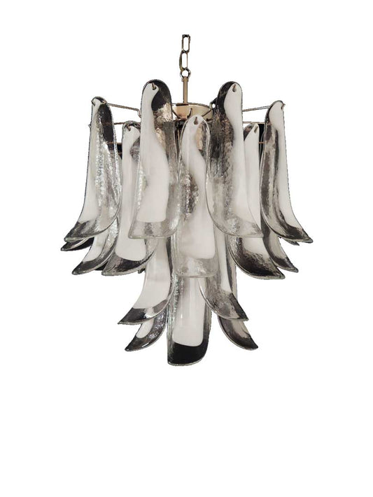 Murano chandelier Mazzega Ø50 - 26 white glasses