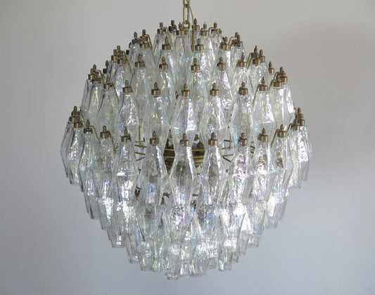Lustre Murano Poliedri Ø60 – 140 éléments en verre irisé