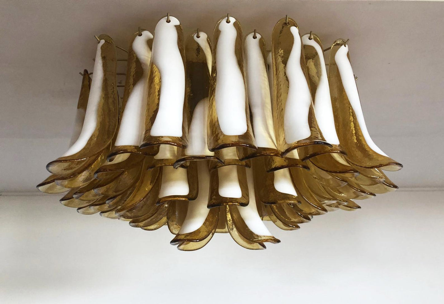 Murano plafond Mazzega Ø80 - 63 caramel colored glass