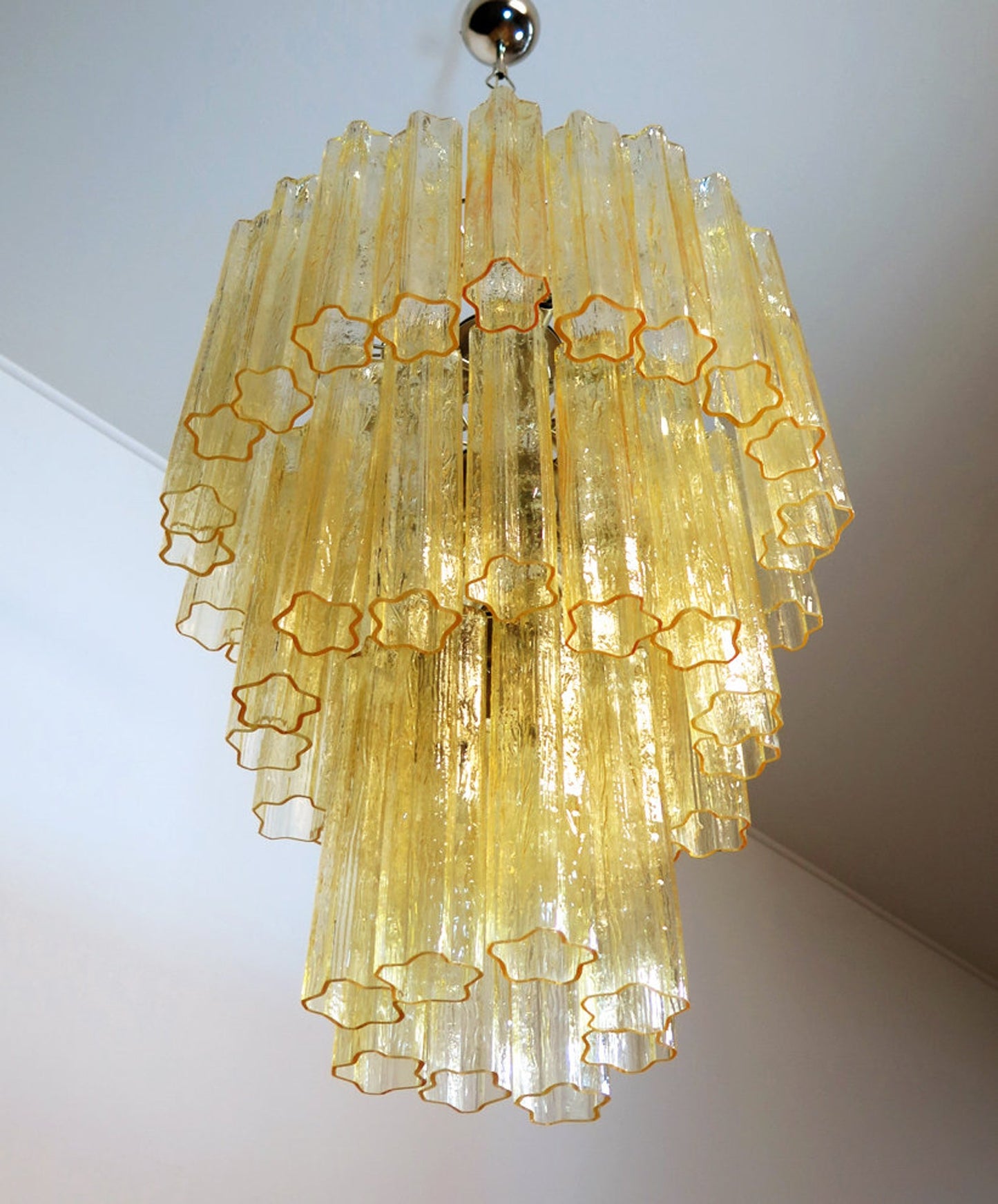 Murano ceiling chandelier Tubular Ø66 - 48 honey colored glass