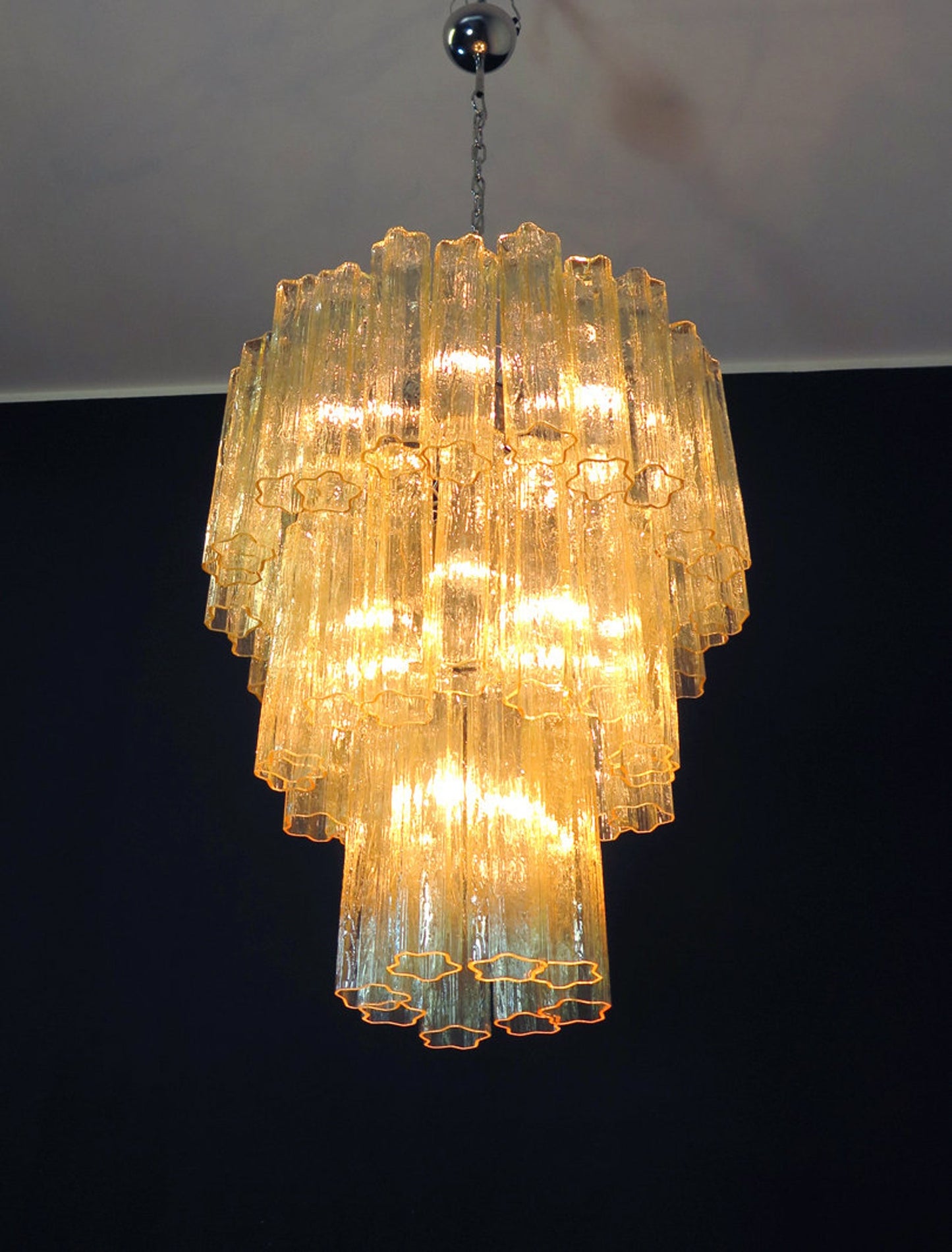 Murano ceiling chandelier Tubular Ø66 - 48 honey colored glass