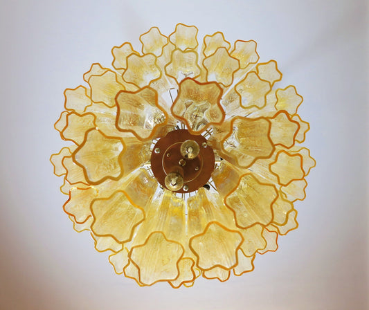 Murano ceiling chandelier Tubular Ø66 - 48 honey colored glass