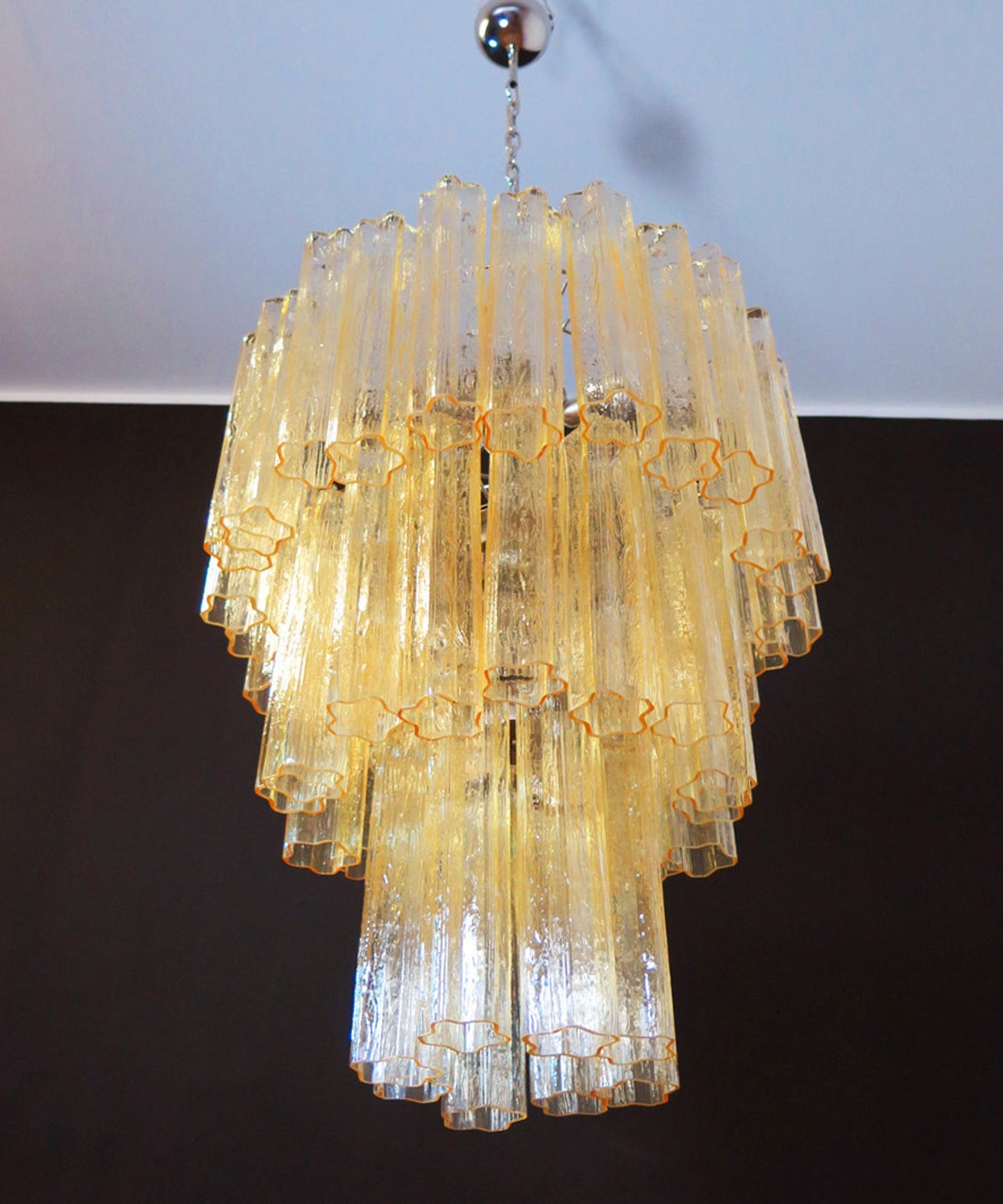 Murano ceiling chandelier Tubular Ø66 - 48 honey colored glass