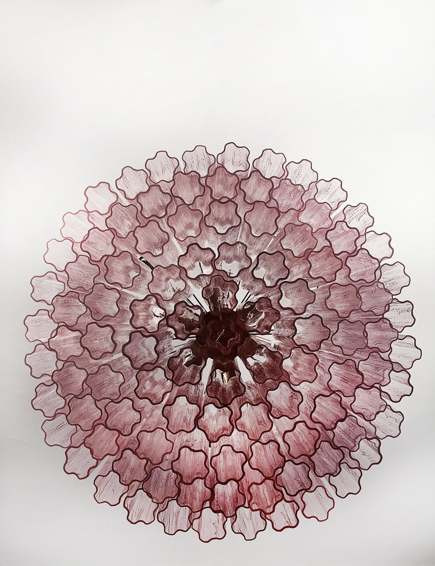 Murano ceiling chandelier Tubular Ø82 - 101 pink glass