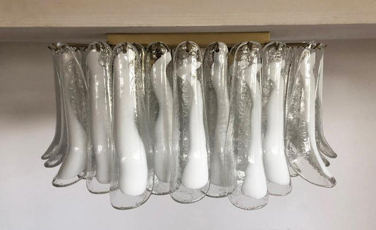 Murano plafond Mazzega Ø80 - 63 white glasses