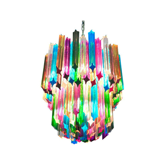 Murano ceiling chandelier Quadriedri Ø47 - 107 multicolored glass