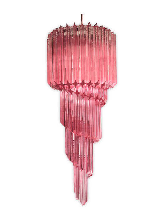 Lustre Murano Quadriedri Spiral Ø40 – 86 éléments en verre rose