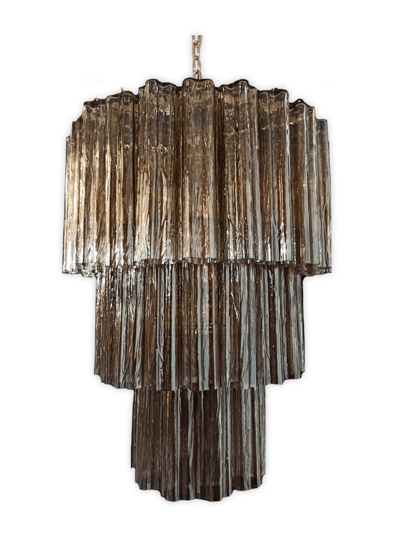 Murano ceiling chandelier Tubular Ø60 - 52 smoke colored glass