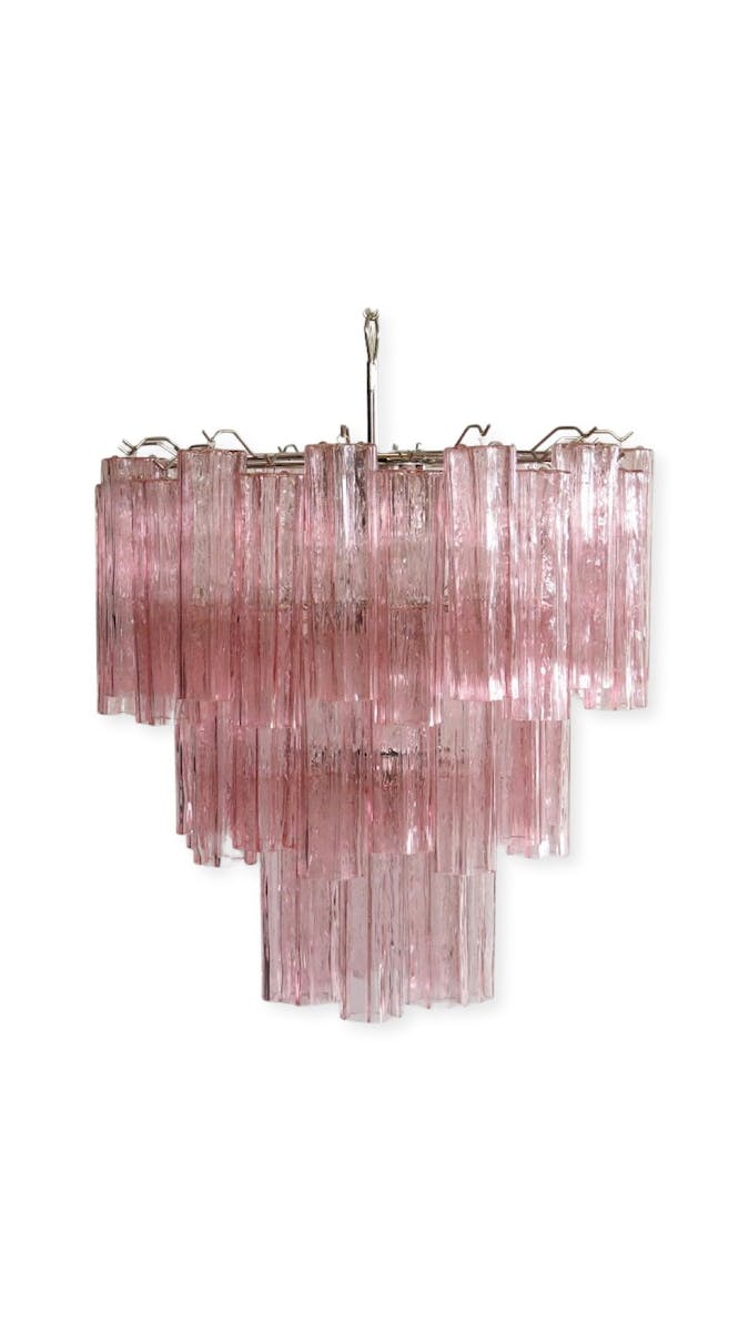 Murano ceiling chandelier Tubular Ø66 - 48 pink glass