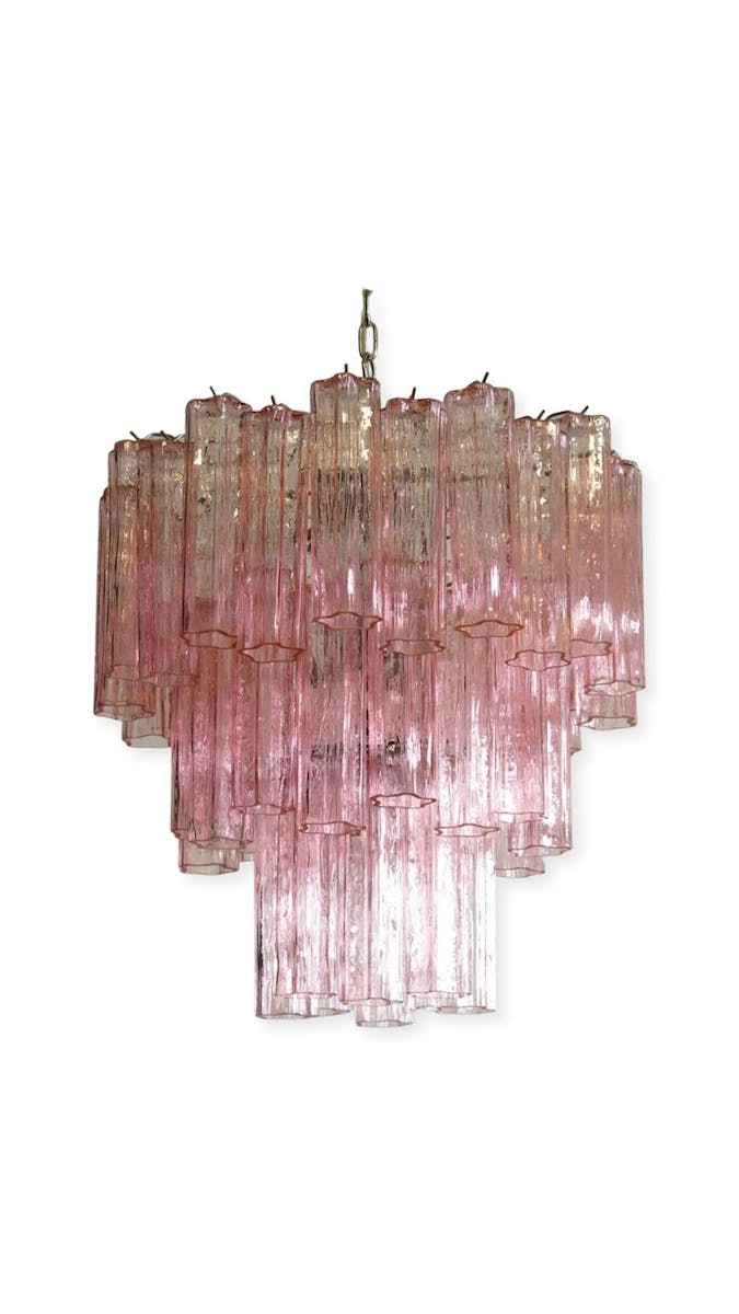 Murano ceiling chandelier Tubular Ø66 - 48 pink glass