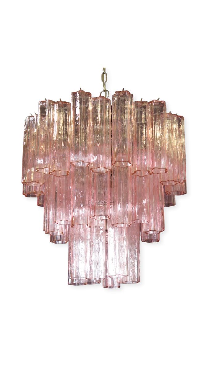 Murano ceiling chandelier Tubular Ø66 - 48 pink glass