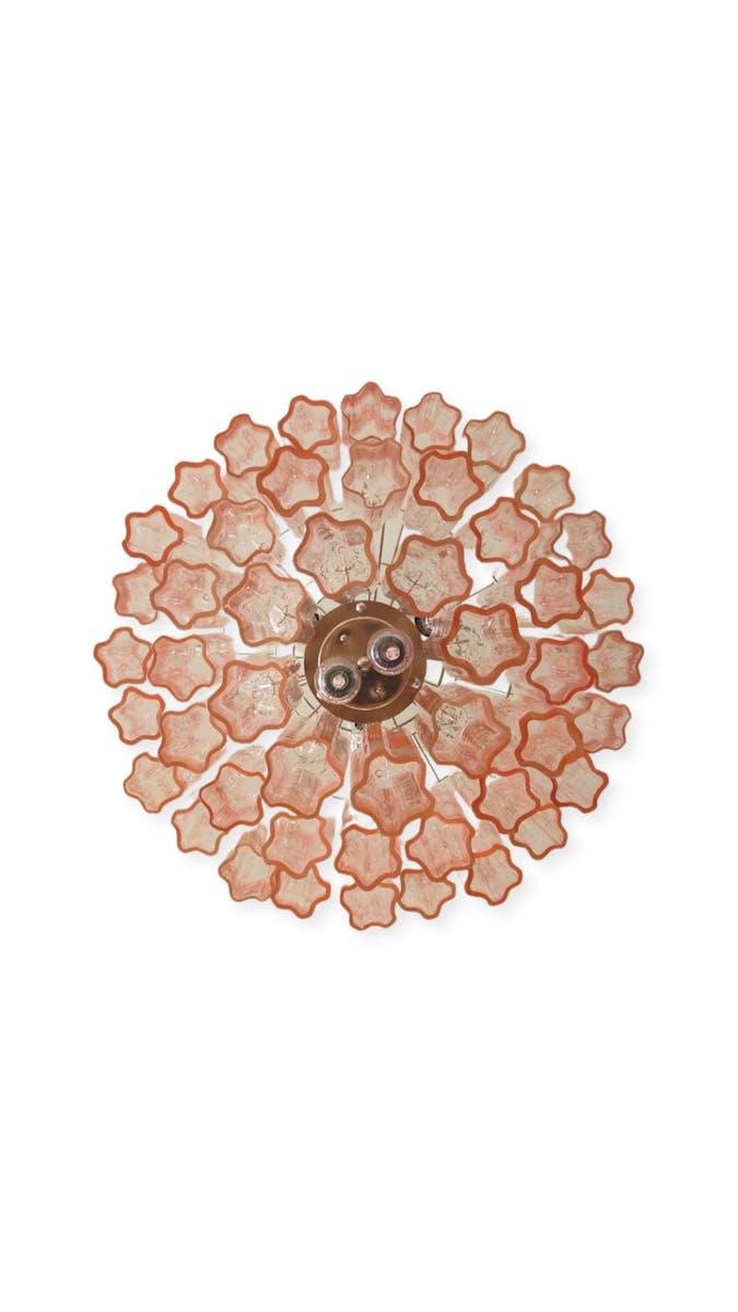 Murano ceiling chandelier Tubular Ø66 - 48 pink glass