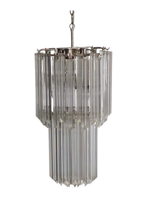 Lustre Murano Quadriedri Ø32 – 46 éléments en verre transparent
