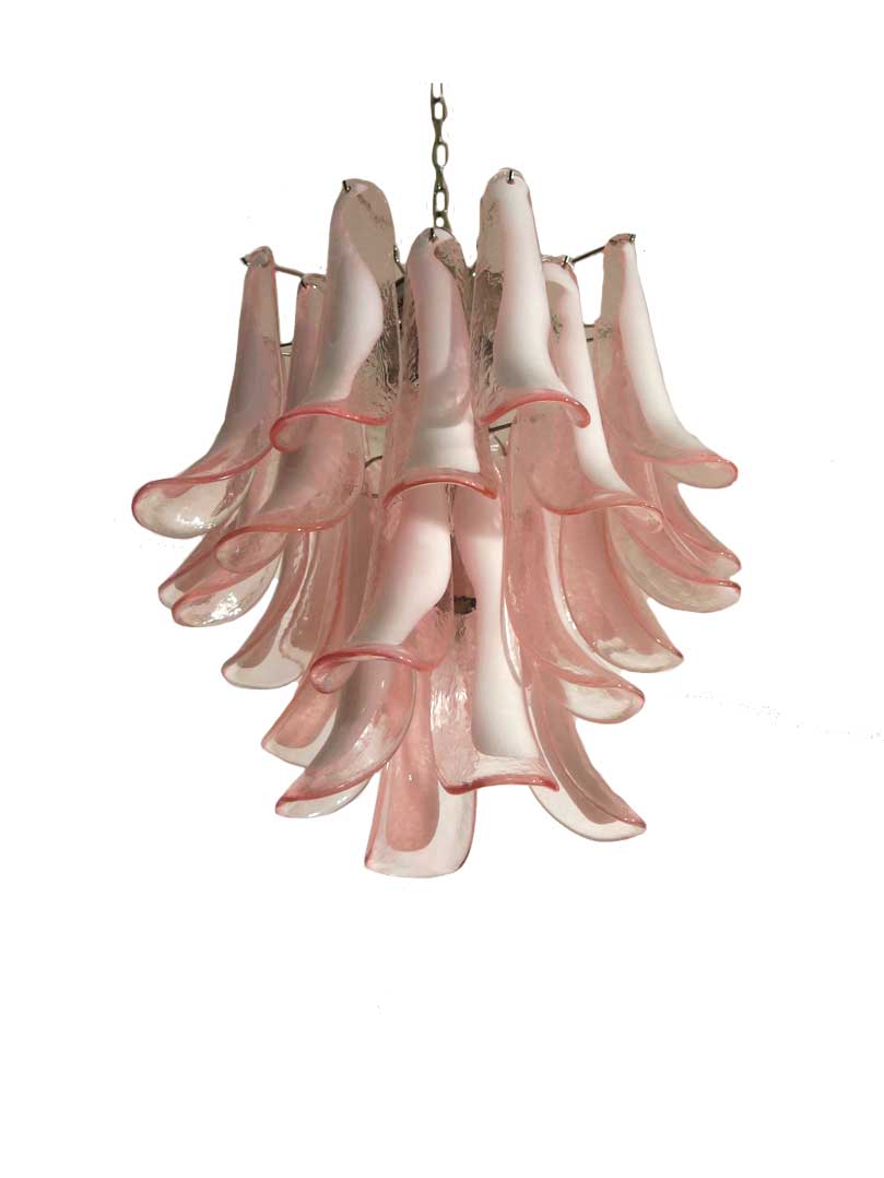 Murano chandelier Mazzega Ø50 - 25 pink glass