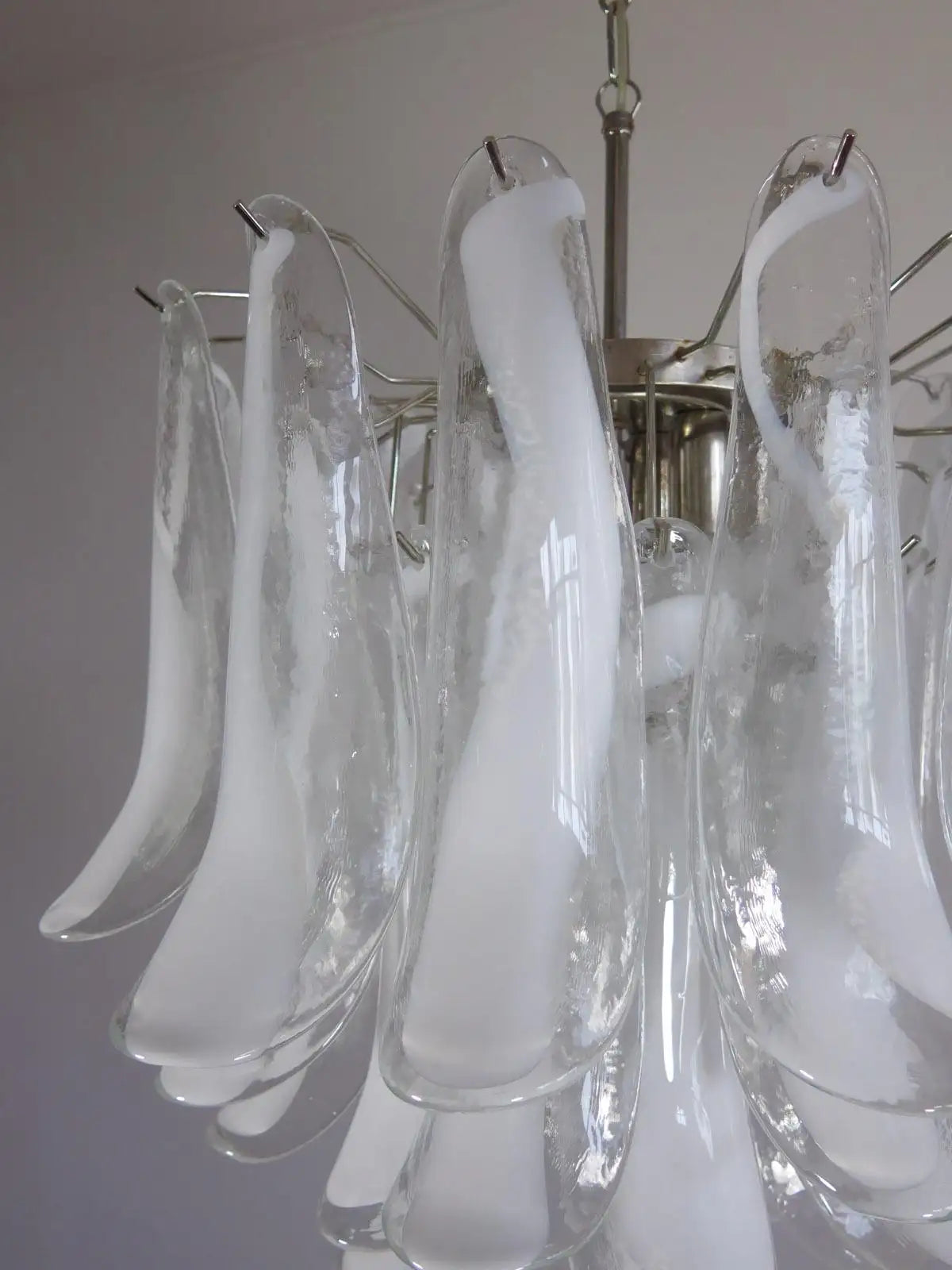 Murano chandelier Mazzega Ø58 - 41 glass in white