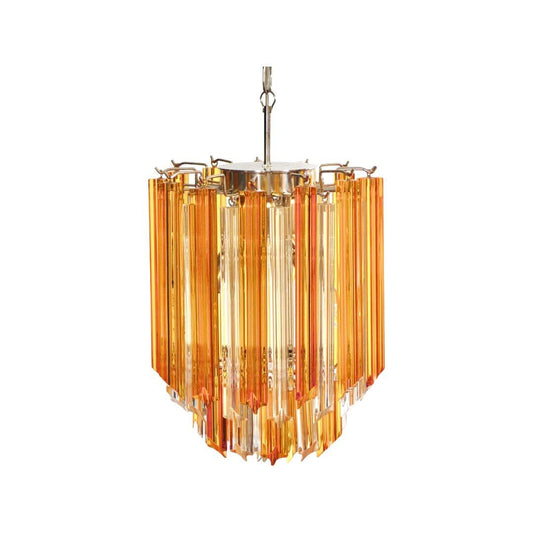 Murano Quadriedri Chandelier Ø32 – 47 Amber & Clear Glass Prisms