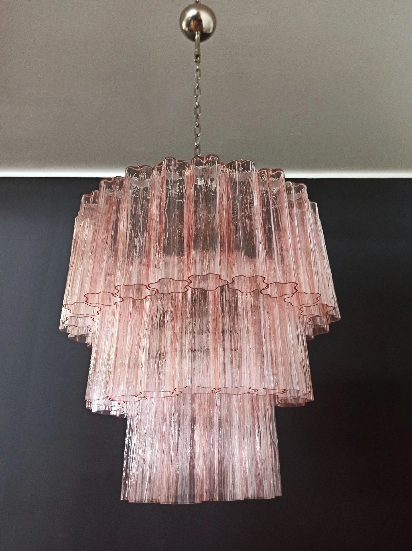 Murano chandelier Tubular Ø60 - 52 glass Pink