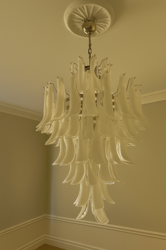 Murano chandelier Mazzega Ø80 - 85 white glass
