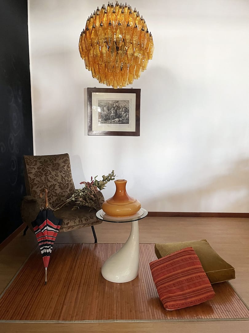 Murano takkrona Poliedri Sphere Ø60 - 140 glas - Bärnsten