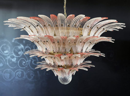 Lustre Murano Gatsby Ø115 – 163 éléments en verre rose et transparent