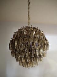 Murano takkrona Poliedri Sphere Ø60 - 140 rökfärgade glas