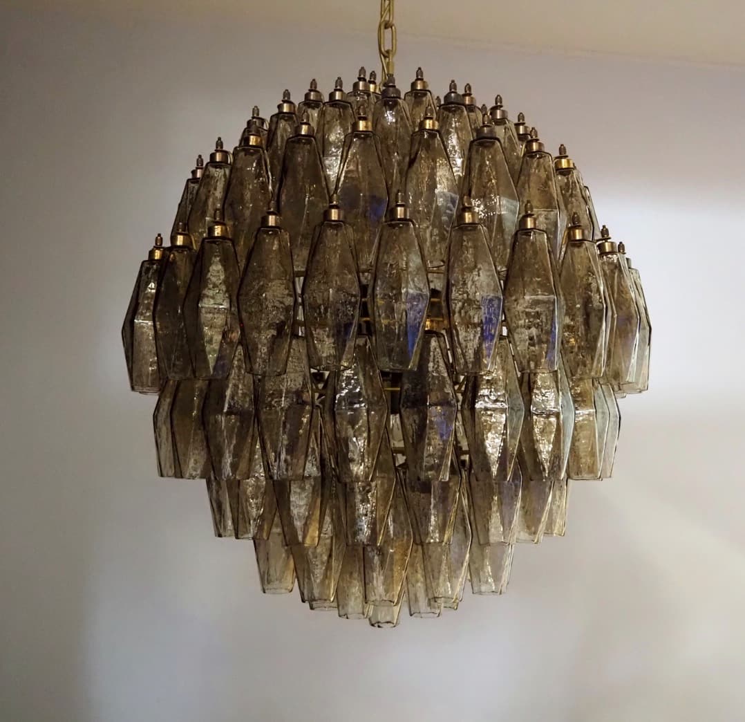 Murano takkrona Poliedri Sphere Ø60 - 140 rökfärgade glas