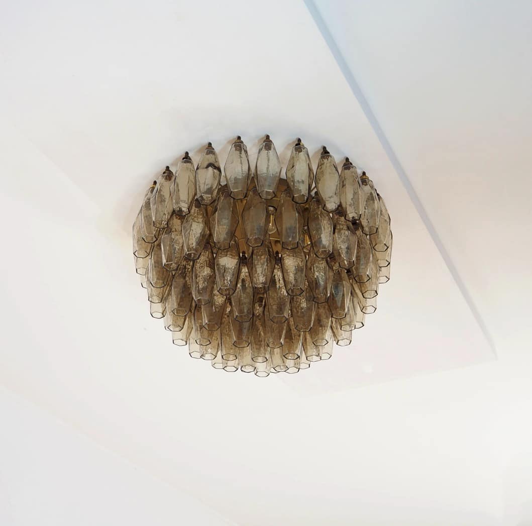 Murano taklampa Poliedri Ø60 - 84 rökfärgade glas