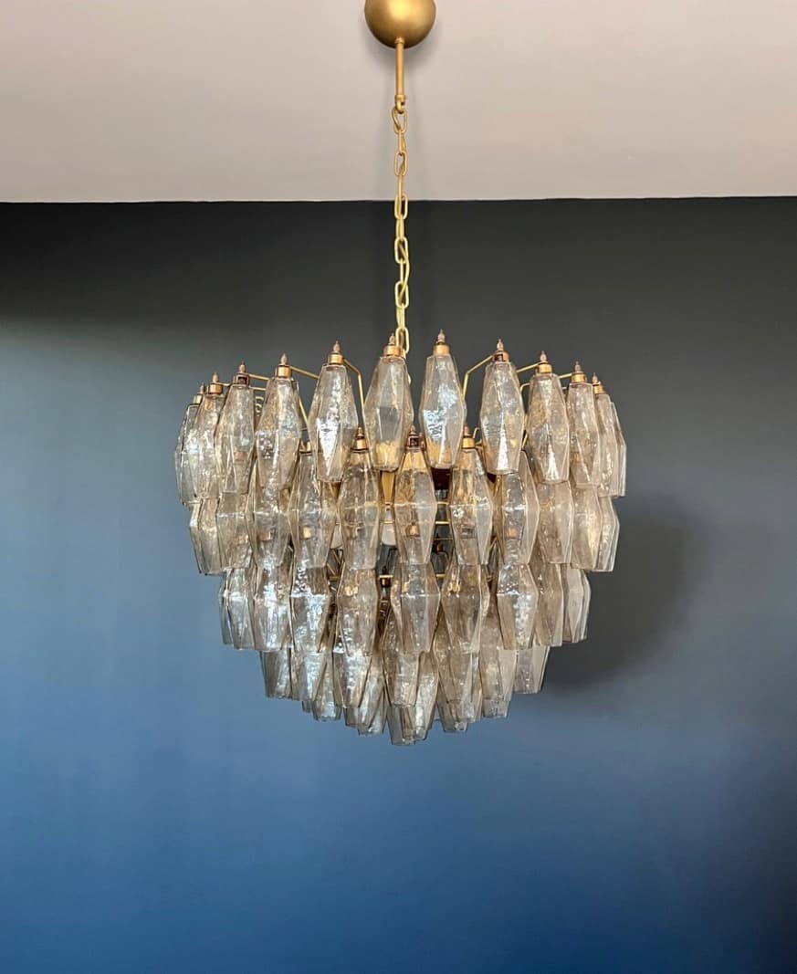 Murano takkrona Poliedri Ø68 - 111 rökfärgade glas