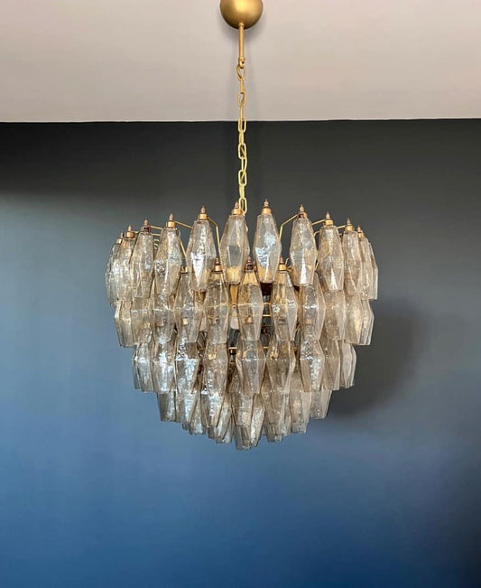 Lustre Murano Poliedri Ø68 – 111 éléments en verre fumé