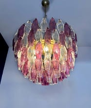 Murano takkrona Poliedri Ø68 - 111 glas - Ametist & klarglas