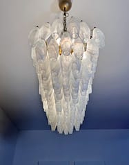 Murano takkrona Poliedri XXL 125 × 38 - 138 glas - Milky White