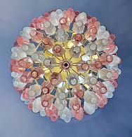 Murano takkrona Poliedri Ø68 - 111 glas - Pink & White Alabaster