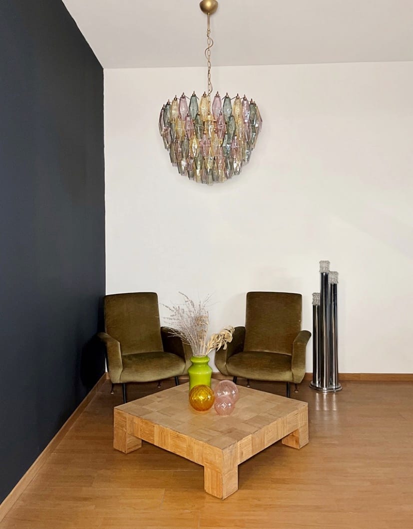 Murano takkrona Poliedri Ø68 - 111 flerfärgade glas