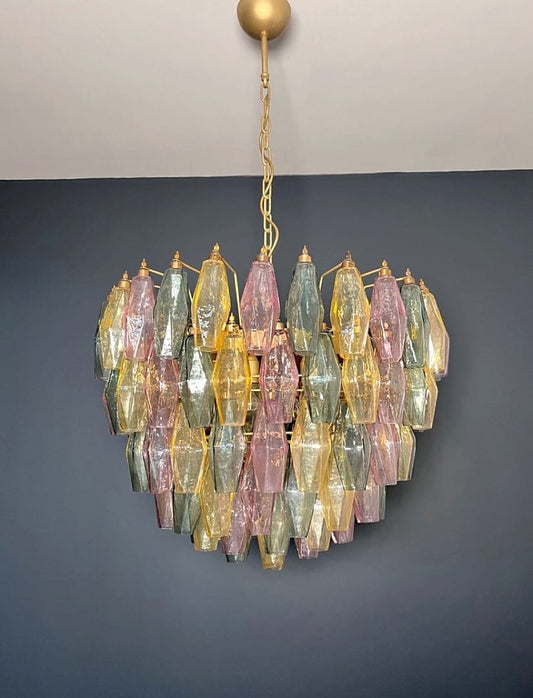 Lustre Murano Poliedri Ø68 – 111 éléments en verre multicolore
