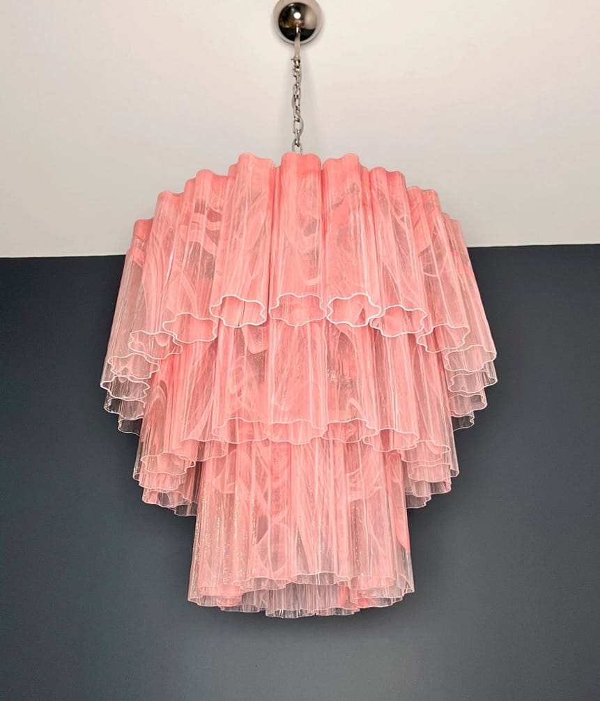 Murano takkrona Tubular Ø57 - 52 glas - Pink Alabaster