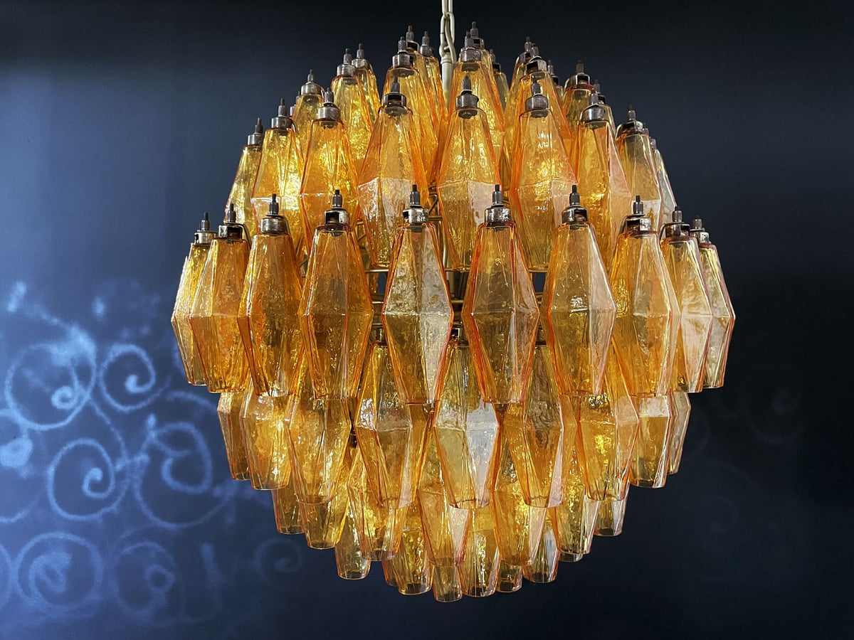 Murano takkrona Poliedri Sphere Ø60 - 140 glas - Bärnsten