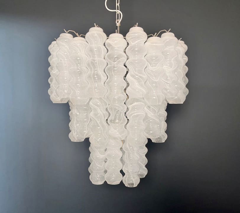 Murano takkrona Tubular Ø65 - 48 glas - Milky White
