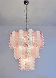 Murano takkrona Tubular Ø65 - 48 glas - Pink & White Alabaster